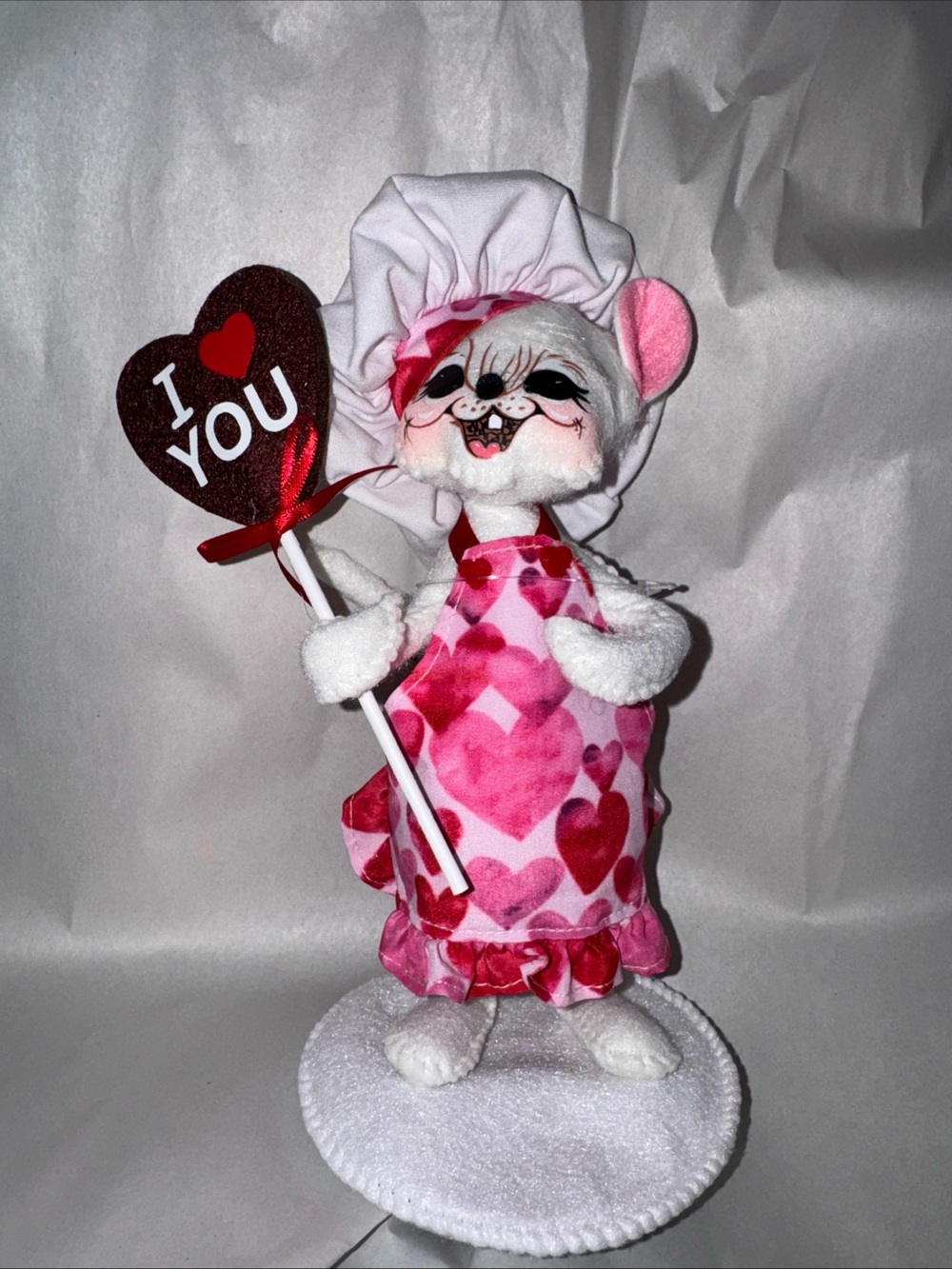 Annalee Pink Heart Mouse Doll with Heart Sign - Picture 11 of 11